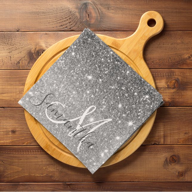 Linge De Cuisine Parties scintillant gris moderne éclabousser Nom p (Créateur téléchargé)