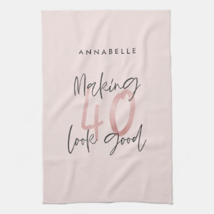 Linge De Cuisine parties scintillant rose fille, 40e anniversaire m
