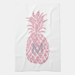 Linge De Cuisine parties scintillant rose monogramme ananas