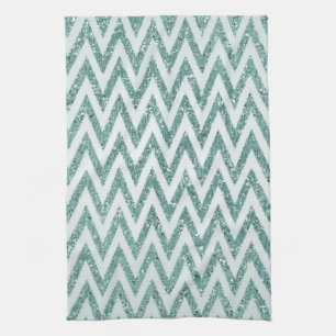 Linge De Cuisine Parties scintillant turquoise de Faux vert et blan