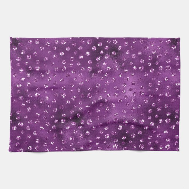 Linge De Cuisine Parties scintillant violet Ombre Glam Pois Motif (Horizontal)
