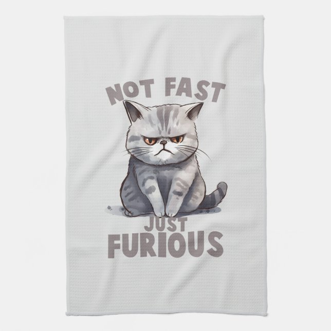 Linge De Cuisine Pas rapide, juste furieux - Humour de chat gris (Vertical)