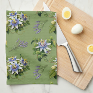 Linge De Cuisine Passionflower Sage Vert Floral Cuisine Plat Servie
