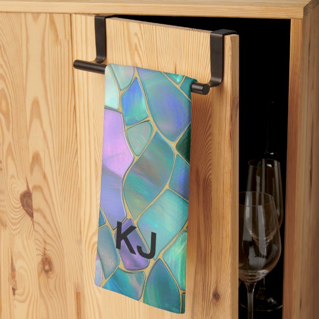 Linge De Cuisine Pastel colors stained glass mosaic pattern (Pliage en tiers)