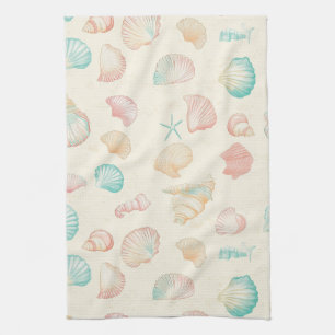 Linge De Cuisine Pastel Coquilles d'Étoile de Mer Bleu Pêche Côté M