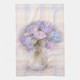 Linge De Cuisine Pastel Lilac Hydrangea Kitchen Tea Towel