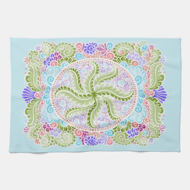 Linge De Cuisine Pastel Nature Mandala Art (Horizontal)