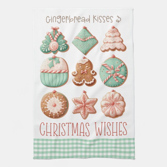 Linge De Cuisine Pastel Pink Mint Green Gingerbread Sucre Cookies (Vertical)