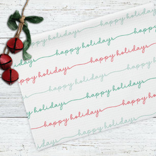 Linge De Cuisine Pastel Red Green Joyeux Joyeux Jours de Noël Scrip