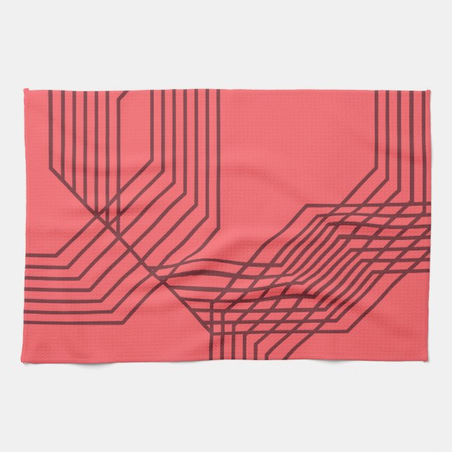 Linge De Cuisine Pastel Rouge, simple, moderne, design géométrique (Horizontal)