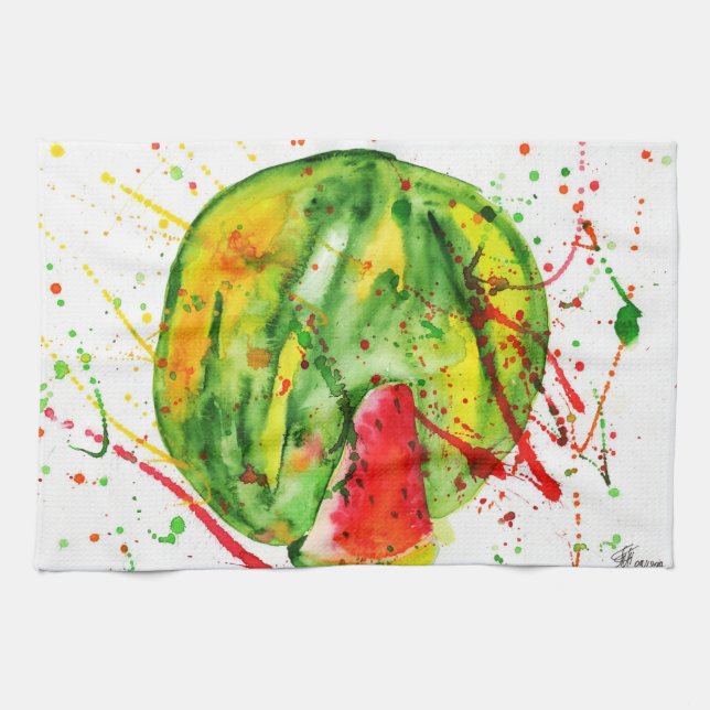 Linge De Cuisine pastèque Abstraite couleur vive (Horizontal)