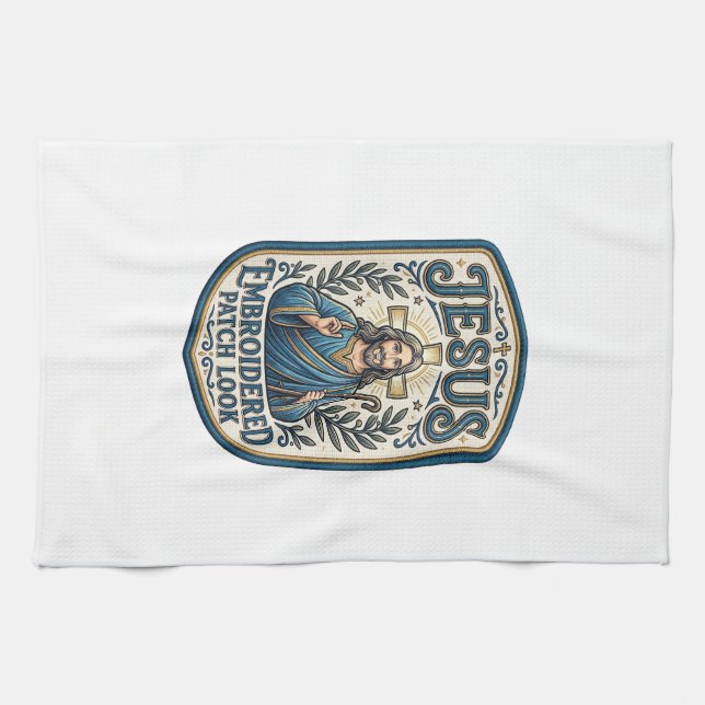Linge De Cuisine Patch brodé Jésus Regardez Patch brodé Jésus (Horizontal)