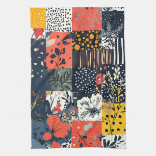 Linge De Cuisine Patchwork botanique éclectique audacieux à pois