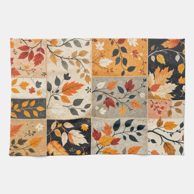 Linge De Cuisine Patchwork de feuilles d'automne Récolte d'automne (Horizontal)