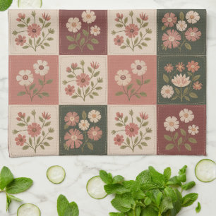 Linge De Cuisine Patchwork floral rustique sans couture