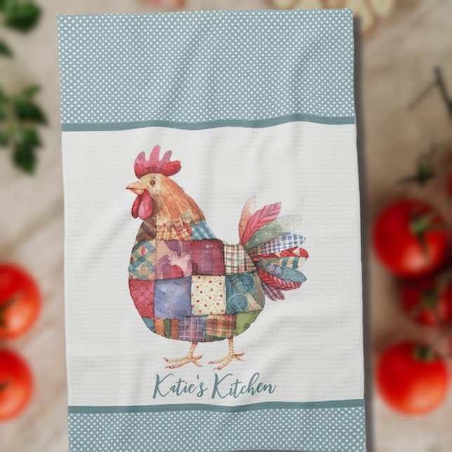 Linge De Cuisine Patchwork Hen et Pois bleus (Créateur téléchargé)
