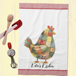 Linge De Cuisine Patchwork Hen et Red En vichy