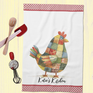 Linge De Cuisine Patchwork Hen et Red En vichy