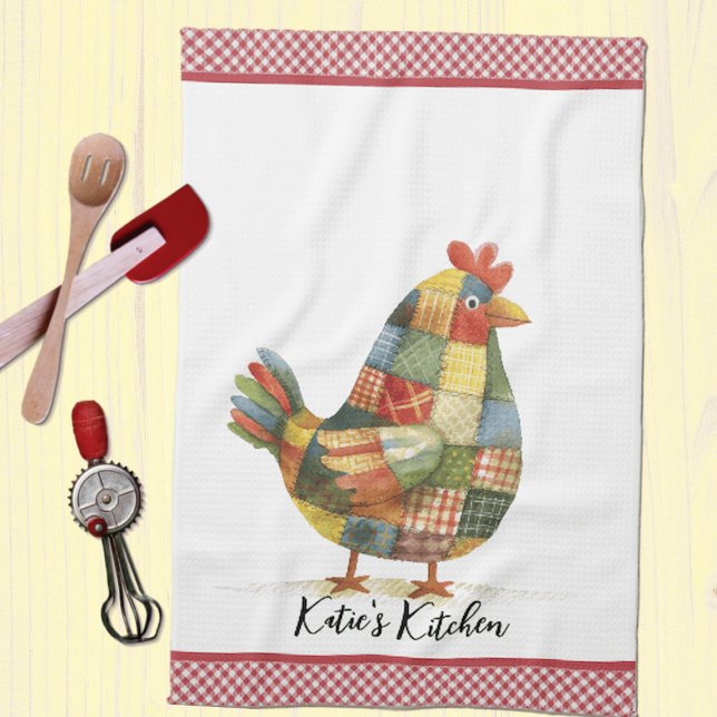 Linge De Cuisine Patchwork Hen et Red En vichy (Créateur téléchargé)