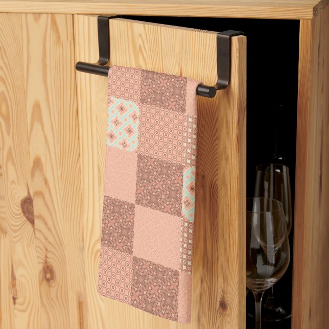 Linge De Cuisine Patchwork Rose Rétro (Pliage en tiers)