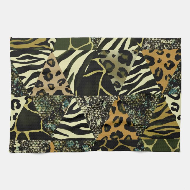 Linge De Cuisine Patchwork Safari : Poster de animal aquarelle. (Horizontal)