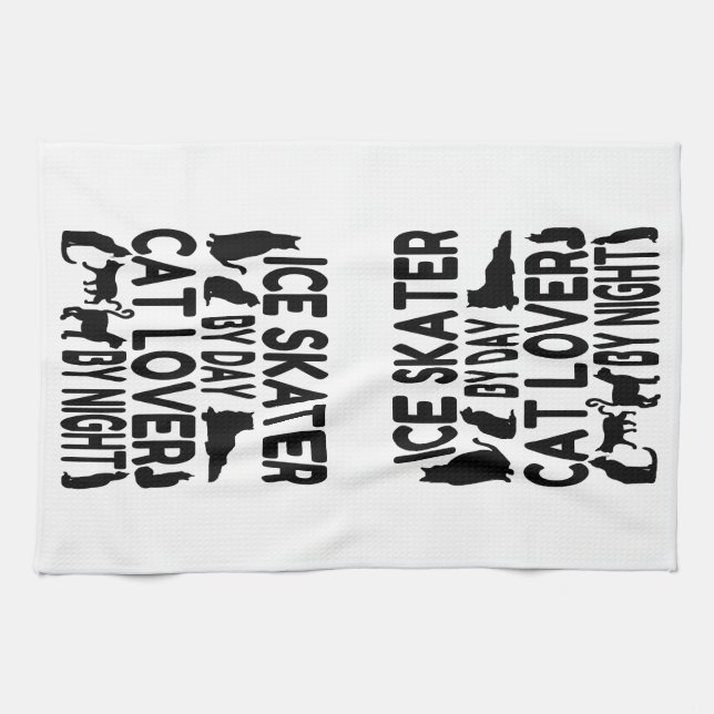 Linge De Cuisine Patineur Amoureux des chats (Horizontal)