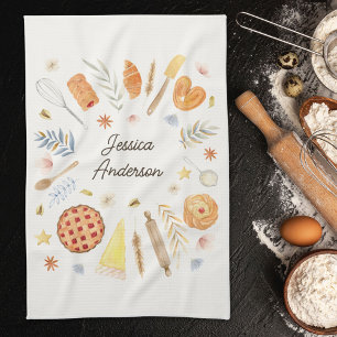 Linge De Cuisine Pâtisserie Boulangerie sur mesure à l'aquarelle