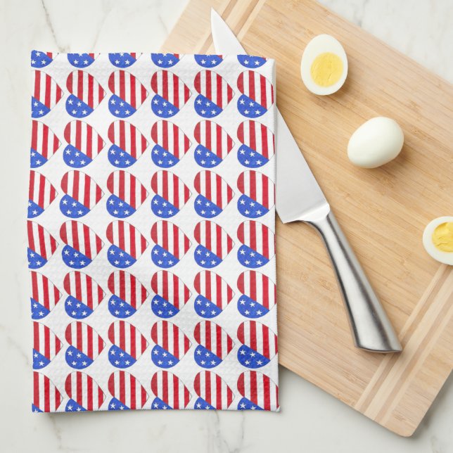 Linge De Cuisine Patriotic Love USA juillet 4 étoiles et rayures Dr (Quart Plié)
