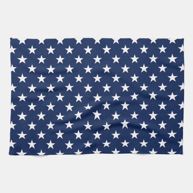 Linge De Cuisine Patriotic Navy Bleu USA Drapeau étoiles Motif (Horizontal)