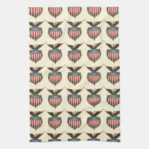 Linge De Cuisine Patriotisme Vintage, Aigle fier sur Drapeau Améric