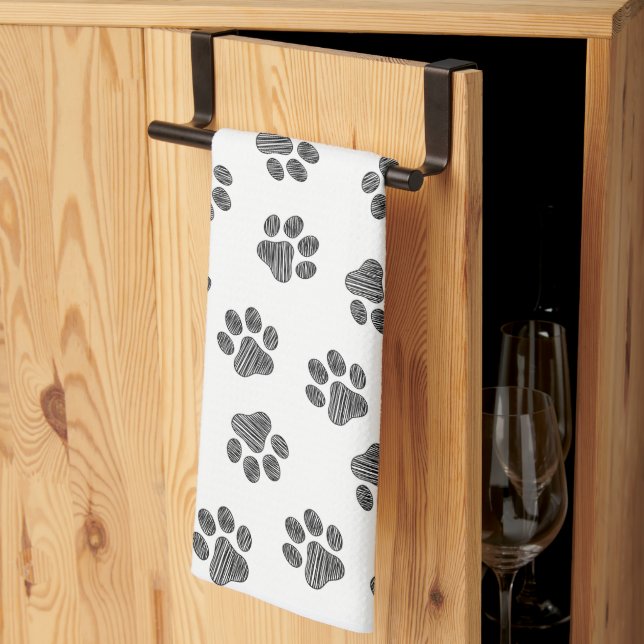 Linge De Cuisine Patrouilles de Doodle, Paws de Chien, Paws Noirs (Pliage en tiers)