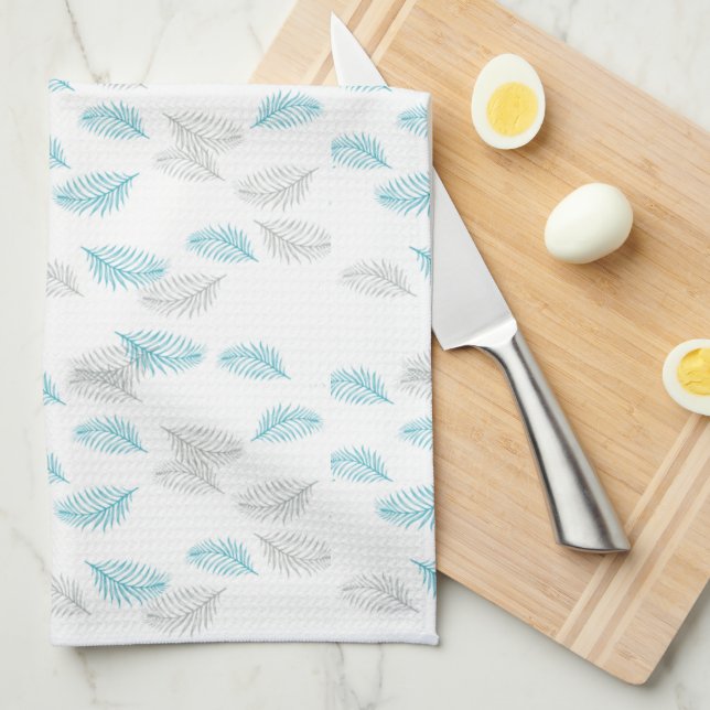 Linge De Cuisine Pattern Blue & Gray Leaves (Quart Plié)