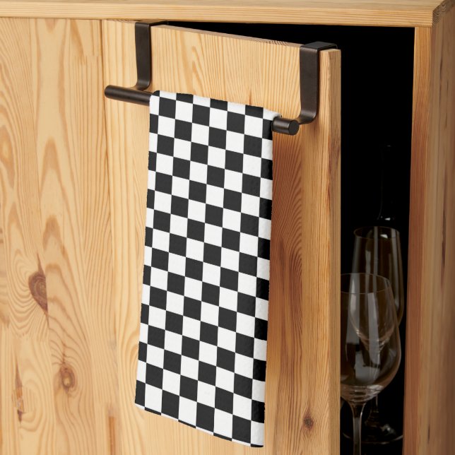 Linge De Cuisine Patters de Black and White Checker (Pliage en tiers)