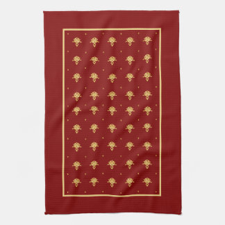 Linge De Cuisine Patters de Luxury Red and Gold Vintage Damas