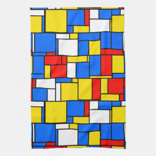 Linge De Cuisine Patters de Mondrian Inspecred Style Red Blue Yello