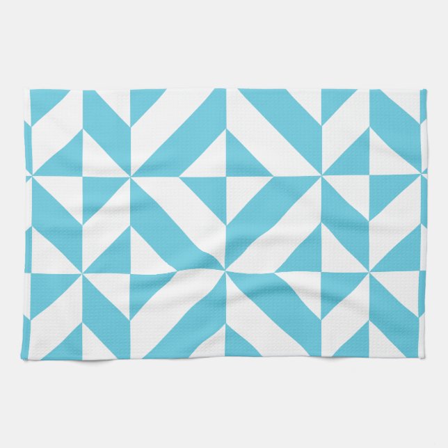 Linge De Cuisine Patters de Ocean Blue Geometric Deco (Horizontal)