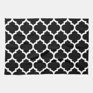 Linge De Cuisine Patters noirs White Moroccan Quatrefoil #5