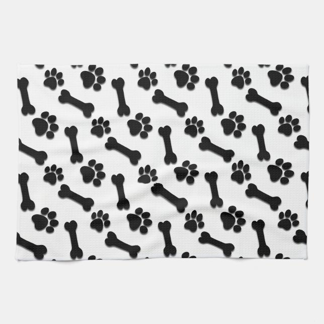 Linge De Cuisine Pattes de chien NOIR et nom et sentiment faits sur (Horizontal)