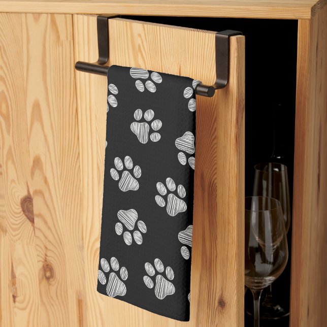 Linge De Cuisine Pattes de Doodle, Pattes de Chien, Pattes Blanches (Pliage en tiers)