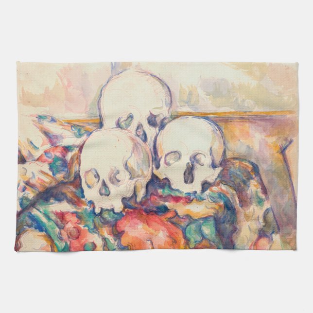 Linge De Cuisine Paul Cezanne - Aquarelle à trois crânes (Horizontal)