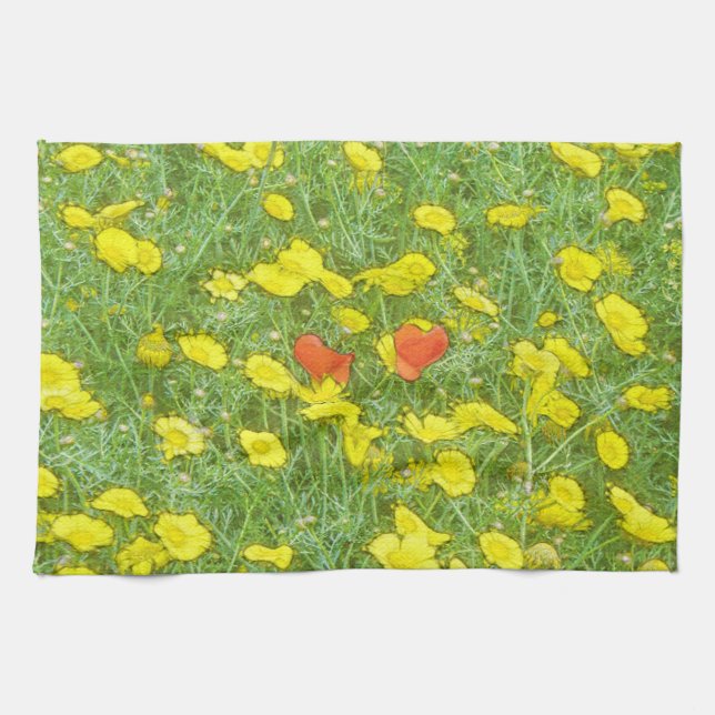 Linge De Cuisine Pavot aquarelle (Horizontal)