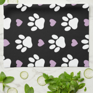 Linge De Cuisine Paw Motif, Chien Paws, White Paws, Lilac Hearts