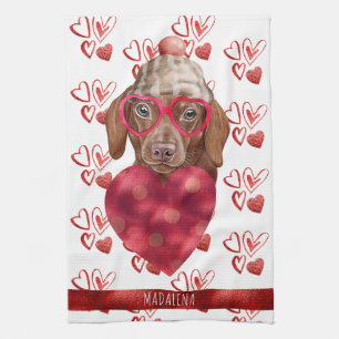 Linge De Cuisine Paws Amoureux des chiens Valentine Cadeau Brown Da