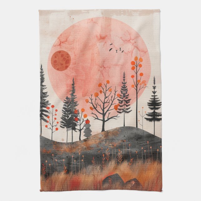 Linge De Cuisine Paysage Abstrait de Boho (13) (Vertical)