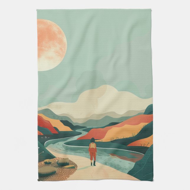 Linge De Cuisine Paysage Abstrait de Boho (14) (Vertical)