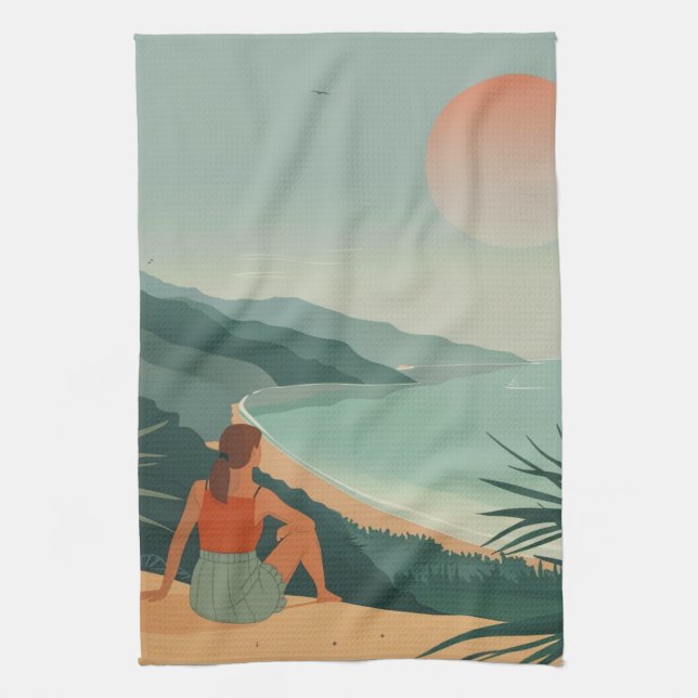 Linge De Cuisine Paysage Abstrait de Boho (9) (Vertical)
