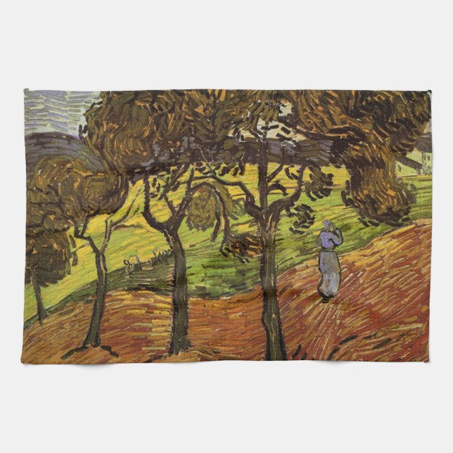 Linge De Cuisine Paysage, arbres et personnages de Vincent van Gogh (Horizontal)