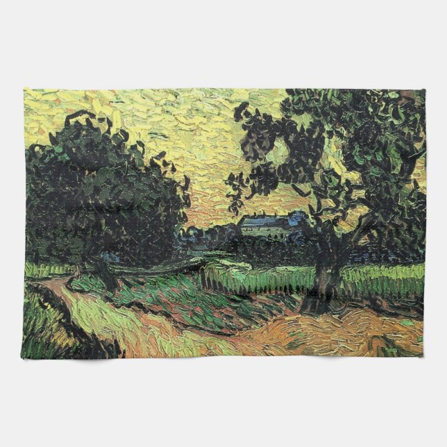 Linge De Cuisine Paysage avec le château d'Auvers par Vincent van G (Horizontal)