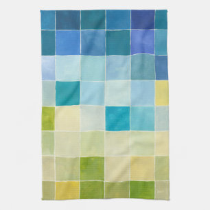 Linge De Cuisine Paysage avec les carrés Pixilated multicolores