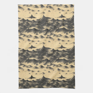 Linge De Cuisine Paysage de montagnes aux nuages vintage (10)